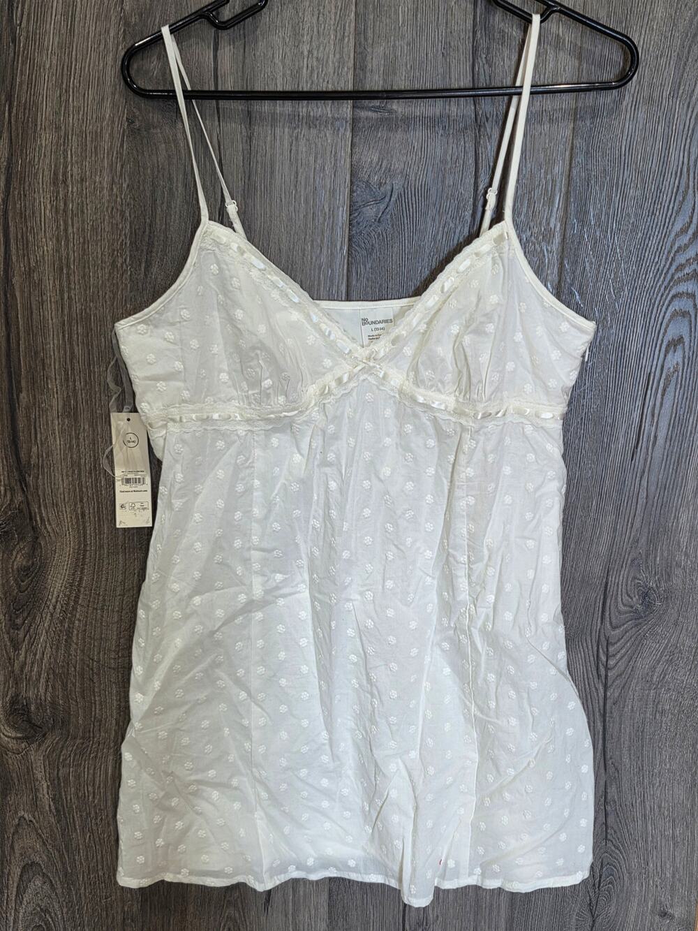 No Boundaries White Cotton Triangle A-Line Mini Dress Size L Juniors